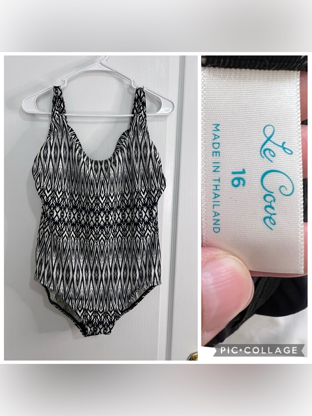 Le cove Black & White Geometric One-Piece Swimsuit